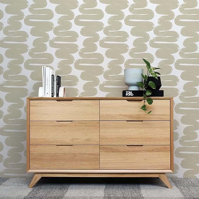 Tempaper x Bobby Berk Beige & White Wiggle Room Removable Peel and Stick Wallpaper, 20.5 in X 16.5 ft, Made in The USA - Image 2