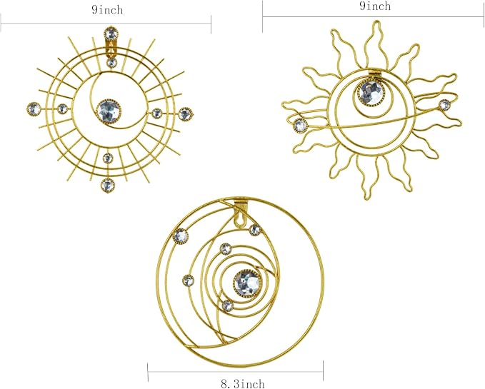Metal Golden Wall Decor Abstract Sun Moon Star Wall Art, Planet Wall Decor - Image 6