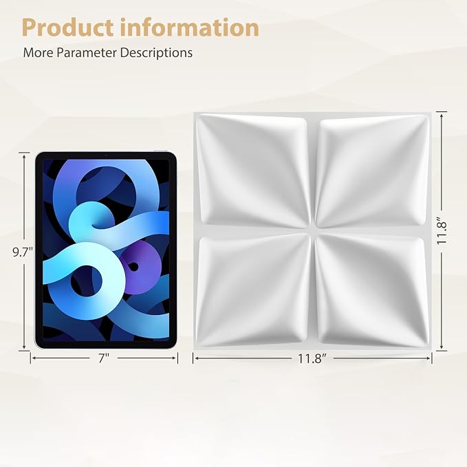 Heikki 30 Pack 3D Wall Panel for Interior Wall Décor, PVC Flower Textured Wall Panels for Living Room Bedroom Hotel Office, 11.8"x11.8", Double-Sided Tape (White-SYH) - Image 4