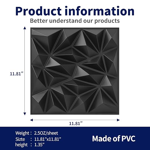 Art3dwallpanels 33 Pack 3D Wall Panels, Black PVC | Modern Raised 3D Wall Tiles, Waterproof Fireproof, 33 Sheets Large Pack, Easy DIY Mount for Residential Commercial Wall - Image 3