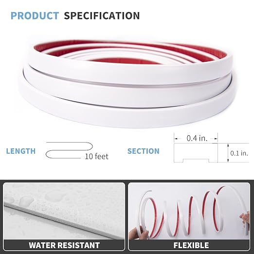 Art3d 10 ft Peel and Stick Flexible Molding Trim for Wall Tile Edge, White - Image 2