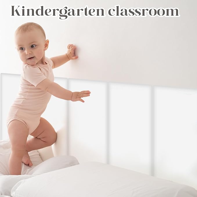 Hahafelt 4 Pack Wall Padding for Playroom Peel and Stick Headboard 15.75" x 7.87" x 1.18" 3D Anti Collision Upholstered Wall Panels Self Adhesive Headboard Panel for Protection (White Colors) - Image 6