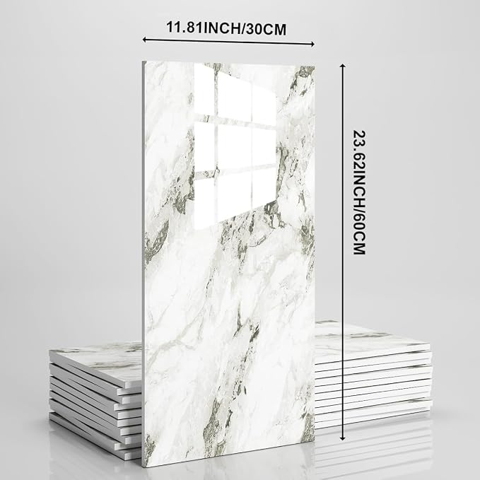 10 PCS Marble Peel and Stick Wall Panels 23.6"x11.8" Sticker | Self Adhesive, PVC, Waterproof Backsplash Tile for Bathroom, Kitchen, Living Room, Style9 - Image 6