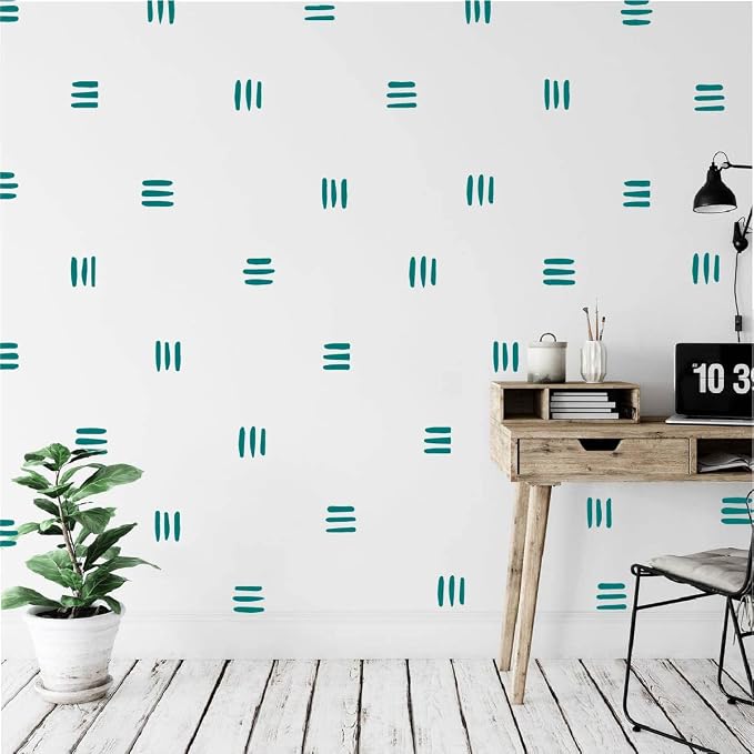 120Pcs Modern Line Wall Sticker Boho Nursery Decal (Teal) | Self Adhesive Vinyl, Removable Waterproof Murals, Minimalist Home Art, Ideal DIY Decor For Living Room YT5037 by YUHASIDE