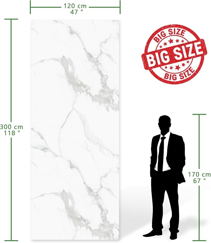 Marble Peel and Stick Waterproof Wall Paneling, 118" x 47" Carrara White Matte Finish Self-Adhesive Backsplash Tile Vinyl Wall Panel for Kitchen Bathroom Wall Decor, Covers 38.75 Sq. Ft. - Image 2