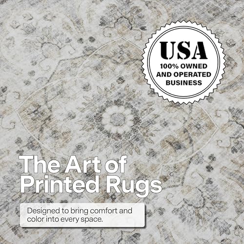 ReaLife Rugs Machine Washable Area Rug - Stain Resistant,Non-Shed - Eco-Friendly,Non-Slip, Family & Pet Friendly - Made from Premium Recycled Fiber - Vintage Bohemian Medallion - Beige Ivory, 3' x 5' - Image 4