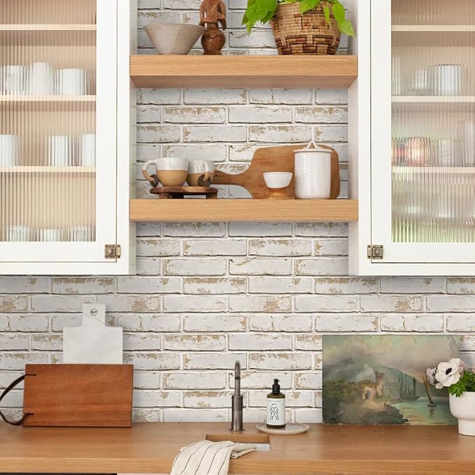 3D Peel and Stick Faux Brick Wall Panels 15.7" x 11.8" 10-Pack | Light Brown, Brick-Look Textured Sticker, Thin Lightweight PVC Self Adhesive Wall Tiles for Interior Decor, Cover 12.9 sq ft - Image 7