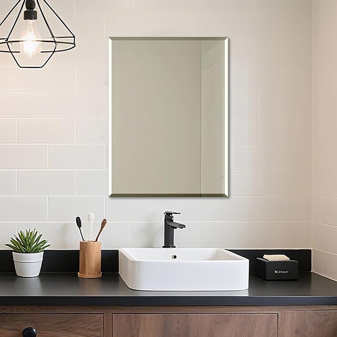 Frameless Mirror for Wall, 32" x 24" Bathroom Mirror for Over Sink - Image 2