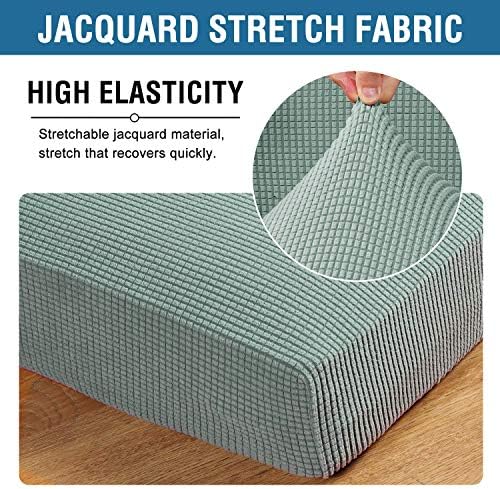H.VERSAILTEX Super Stretch Individual Seat Cushion Covers Sofa Covers Couch Sets Slipcover Thick Jacquard Textured Twill Fabric (2 Piece Large Sofa Cushion Covers, Sage) - Image 4