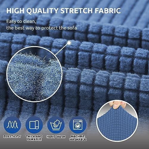 KEKUOU Stretch Couch Covers for Sofa, 3 Cushion Couch Slipcover,Riverside - Image 5