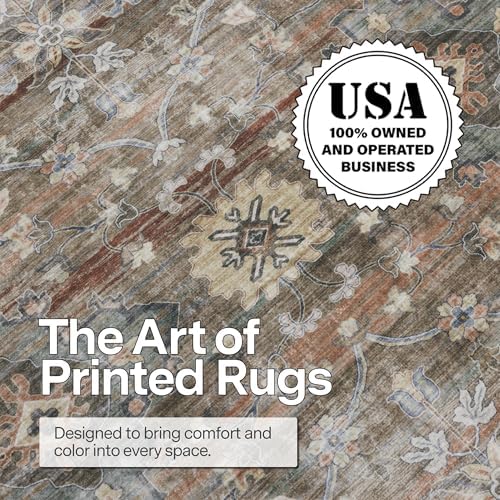 ReaLife Machine Washable Area Rug - Living Room Bedroom Bathroom Kitchen Entryway Office - Padded Low Pile Stain Resistant Premium - Boho Farmhouse Vintage - BEV - Beige Tan Brown 7'6" x 9'6" - Image 4