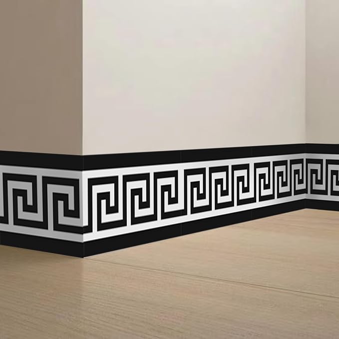 Greece Pattern Wall Border Stickers Peel and Stick Skirting Self Adhesive Bathroom Waist Line Decals Mirror Vinyl Murals - Image 2