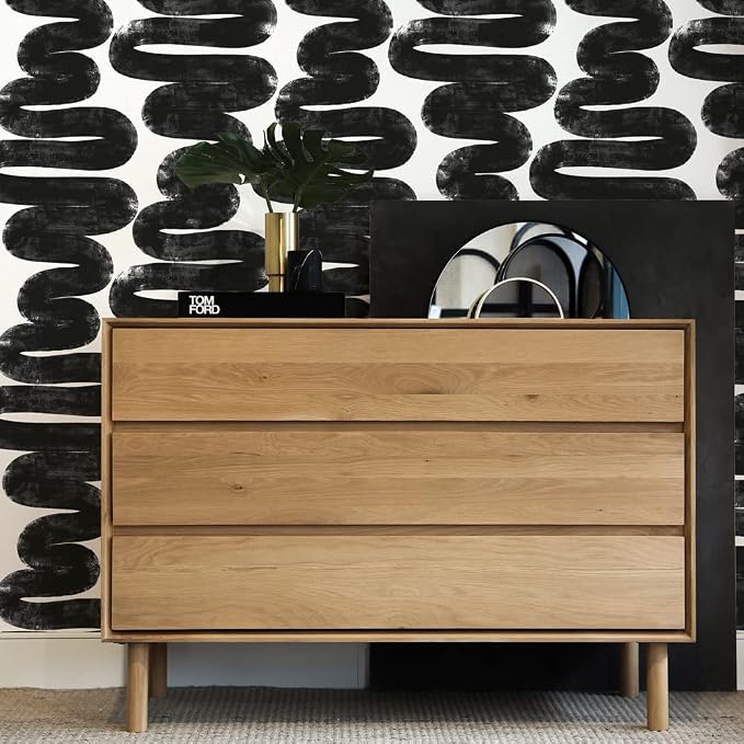 Tempaper x Bobby Berk White & Black Wiggle Room Removable Peel and Stick Wallpaper, 20.5 in X 33 ft, Made in The USA - Image 6