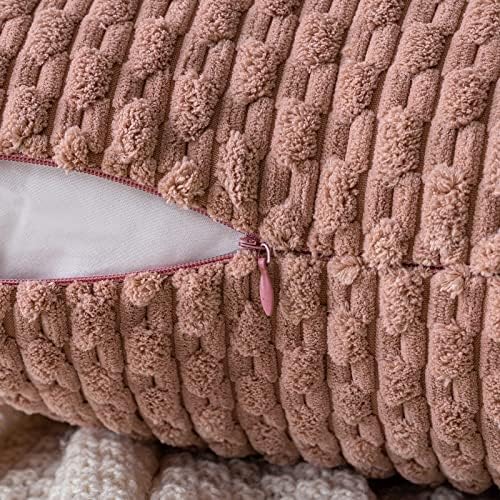 MIULEE Euro Sham Decorative Throw Pillow Covers 24x24 Blush Pink Corduroy - Image 3