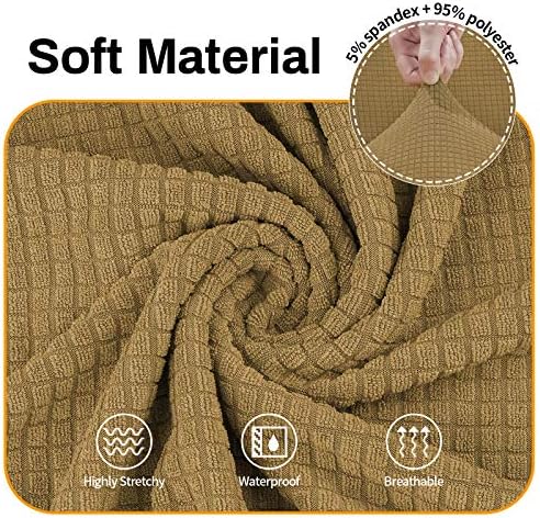 Asnomy Stretch Couch Covers for Sofa Washable, 3 Cushion Couch,Light Brown - Image 3