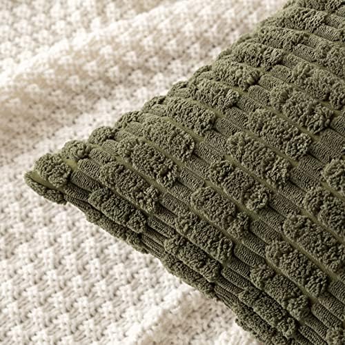 MIULEE Corduroy Decorative Throw Pillow Covers 18x18 Olive Green Pack of 2 - Image 2