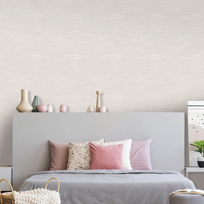 Tempaper Metallic Pearl Grey Moire Dots Removable Peel and Stick Wallpaper, 20.5 in X 33 ft, Made in The USA - Image 5