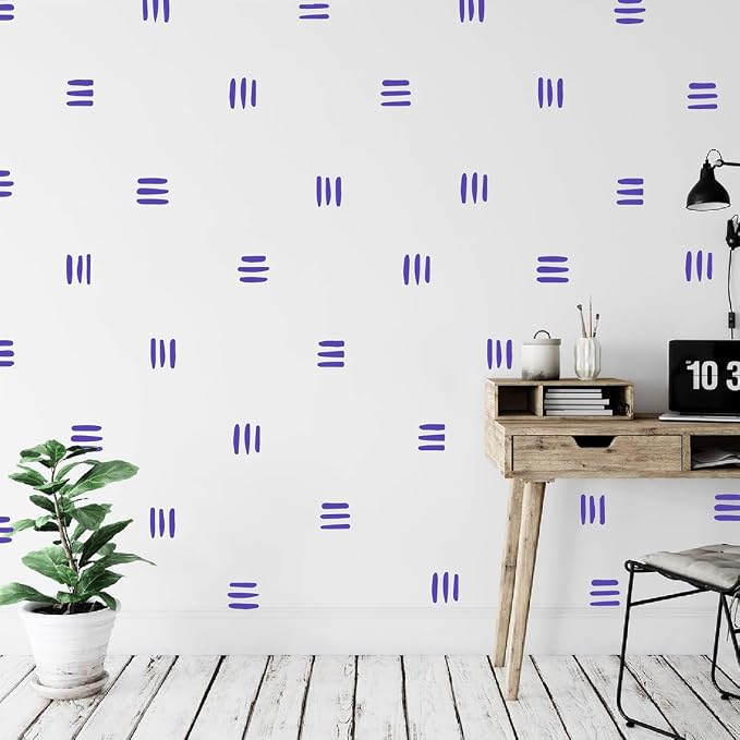 120Pcs Modern Line Wall Sticker Boho Nursery Decal (Purple) | Self Adhesive Vinyl, Removable Waterproof Murals, Minimalist Home Art, Ideal DIY Decor For Living Room YT5037 by YUHASIDE