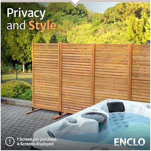 Enclo Slatted Freestanding/Surface Mounted Privacy Screen, Cedar Wood - Image 2