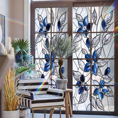 Stained Glass Window Privacy Film Static Cling - Rainbow Glass Decorative Sun Blocking Window Covering, Non-Adhesive Removable Stickers for Home & Office, 17.5" x 39.3" - Image 3