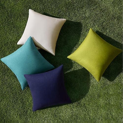 MIULEE Pack of 4 Decorative Outdoor Throw Pillow Covers Linen Waterproof Pillow Covers Summer Farmhouse Cushion Cases for Patio Garden Tent Balcony Couch Sofa 16x16 Inch Blue Green - Image 4