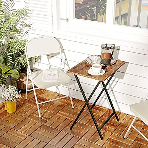 HOOBRO Folding TV Table, TV Tray, Stable Snack Table for Small Space, Portable Sofaside Desk, Easy Assembly and Storage, Ideal for Snacks and Meals in Living Room, Rustic Brown and Black BF15BZ01 - Image 4