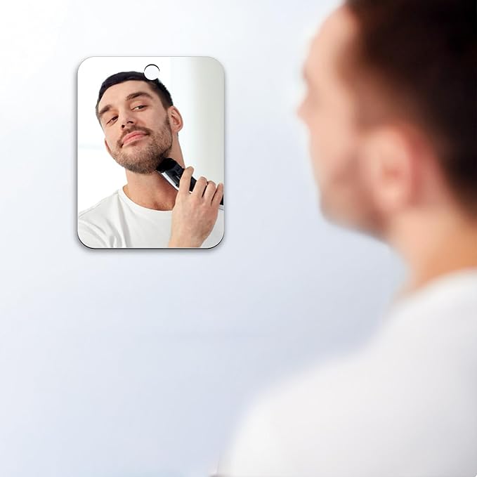 Shower Mirror Fogless for Shaving, Medium 8 x 6 inches Small Mirror for Wall Camping, Frameless Portable Hanging Travel Mirrors, Unbreakable Handheld Locker, Makeup Plastic, Shave Mirrors, Bathroom - Image 8