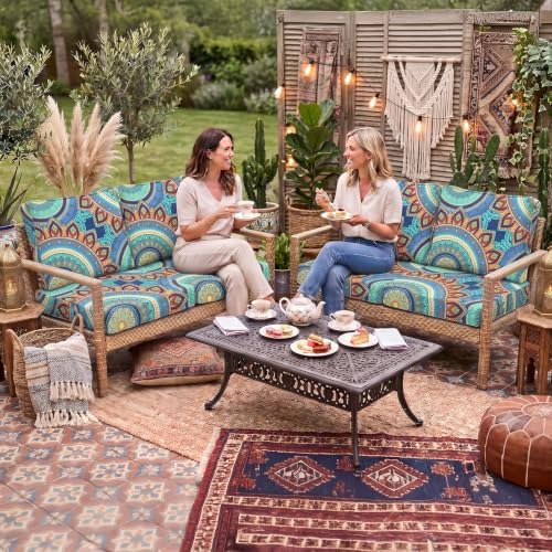 8Pcs Patio Cushion Covers Stretch Outdoor Furniture Protector Slipcovers - Image 2