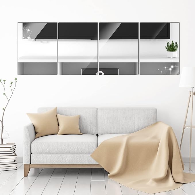 80 Pcs Flexible Mirror Sheets Self Adhesive Non Glass Mirror Tiles Stickers Peel and Stick Wall Sticker Plastic Wallpaper for Home Door Wall Decor(4 x 6 Inch) - Image 6