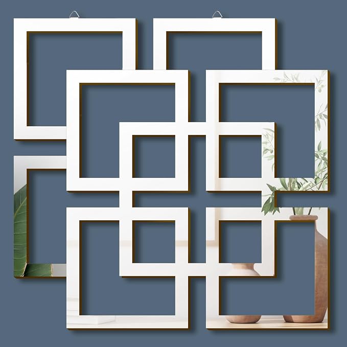 Weysat 2 Pieces Silver Mirrored Wall Decor 11.8 x 11.8, Silver, Mirrored by Weysat