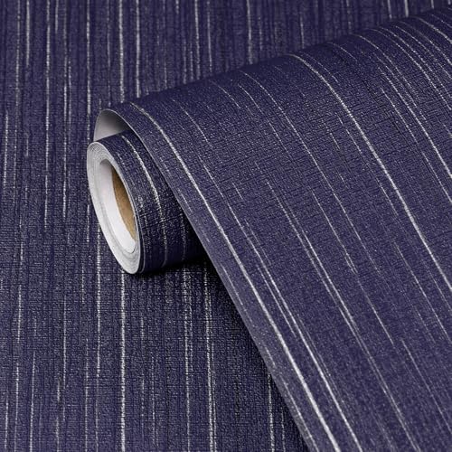 Navy Blue Grasscloth Peel and Stick Wallpaper Texture Contact Paper A Set of 15.7" X 480" Self-Adhesive Linen Removable Wallpaper Cabinets Counter Top Liners by Biyoeepeelstickwallpaper