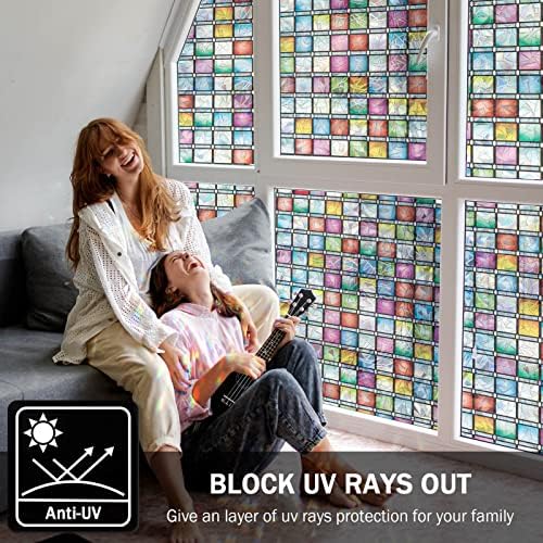 Stained Glass Window Film, Rainbow Tint, Privacy Film, Decorative Stickers for Home Anti UV 11.8 x 118 Inches - Image 5