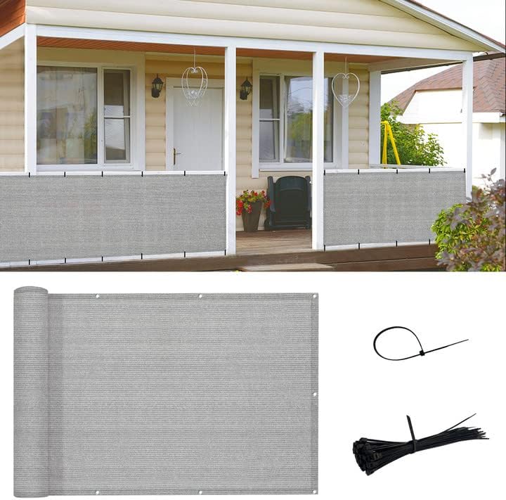 SUNNY GUARD 3' x 16' Balcony Privacy Screen, HDPE Patio Railing Cover Fence by SUNNYGUARD