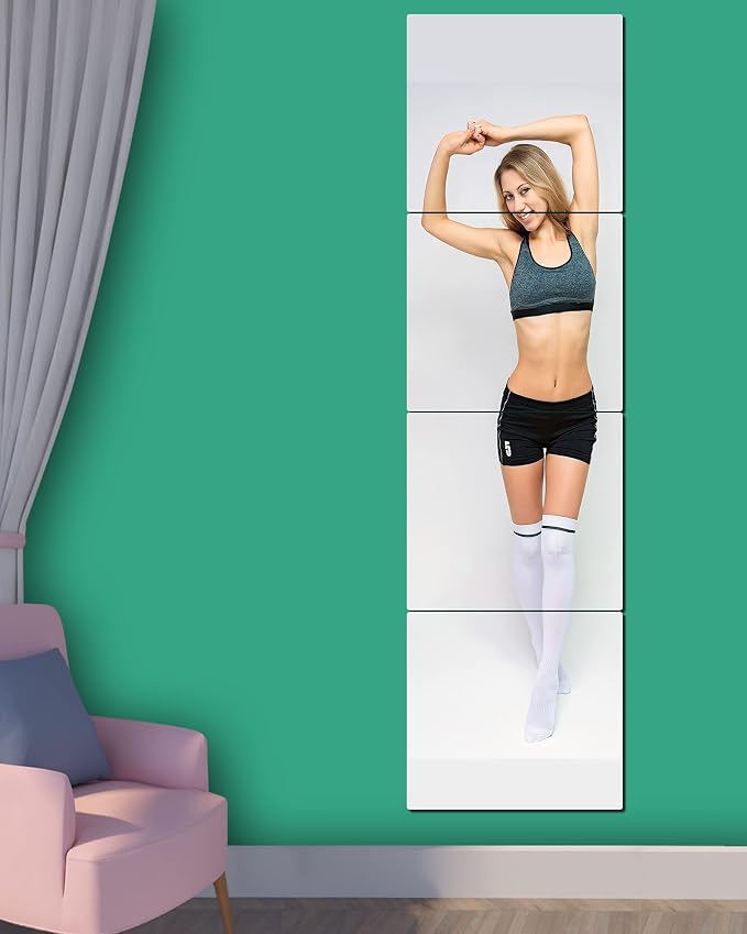 Shatterproof Wall Mirror Full Length for Bedroom, Acrylic Gym Mirrors For Home, Extra Thick 0.12 inch, 16 x 16 inches x 4 PCS, Workout Mirrors Safe for Kids, Long Wall Mounted, Over The Door - Image 9
