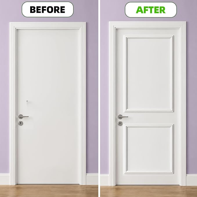 COUKIU Pre-Cut 2 Set Peel and Stick Door Molding Trim Kit, (22" x36"-22"x24") Premade Wainscoting Panels, Self Adhesive Moulding Panel for Interior Walls Picture Frame - Image 3