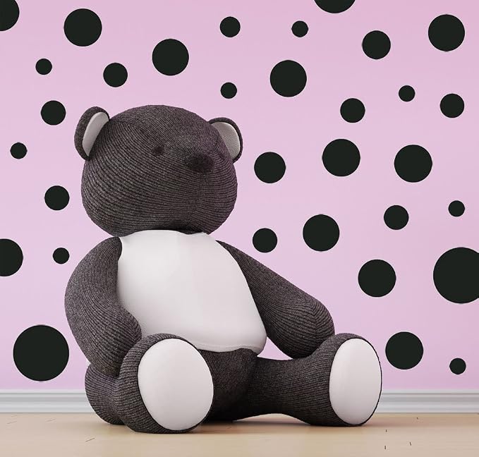 Black Polka Dot Wall Decals, Girls Room Wall Decor Stickers, Wall Dots, Vinyl Circle Peel & Stick DIY Bedroom, Playroom, Kids Room, Baby Nursery Toddler to Teen Bedroom Decoration (Black) - Image 5