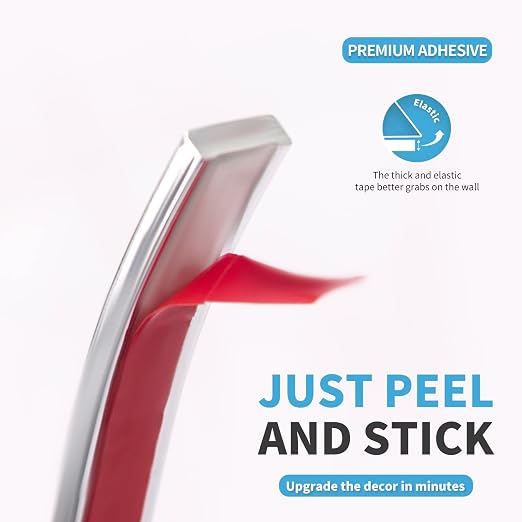 Art3d 10 ft Peel and Stick Flexible Vinyl Molding Trim, Stainless Steel - Image 4