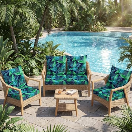 8Pcs Patio Cushion Covers Stretch Outdoor Furniture Protector Slipcovers - Image 2