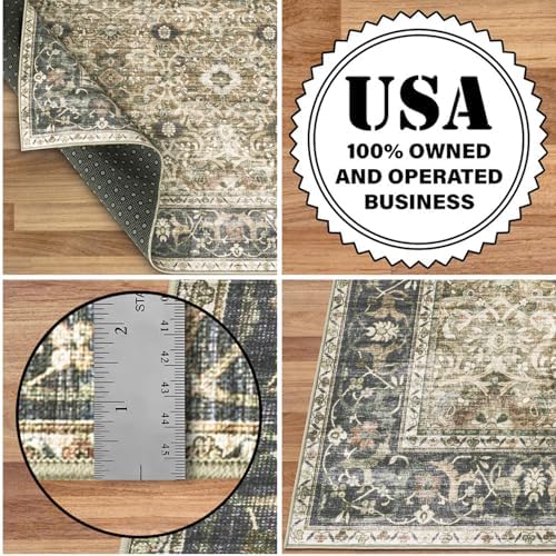 ReaLife Rugs Machine Washable Area Rug - Living Room Bedroom Bathroom Kitchen Entryway Office - Padded Low Pile Stain Resistant Premium - Boho Farmhouse Vintage - Dua - Brown Gray Beige 2'6" x 8' - Image 4