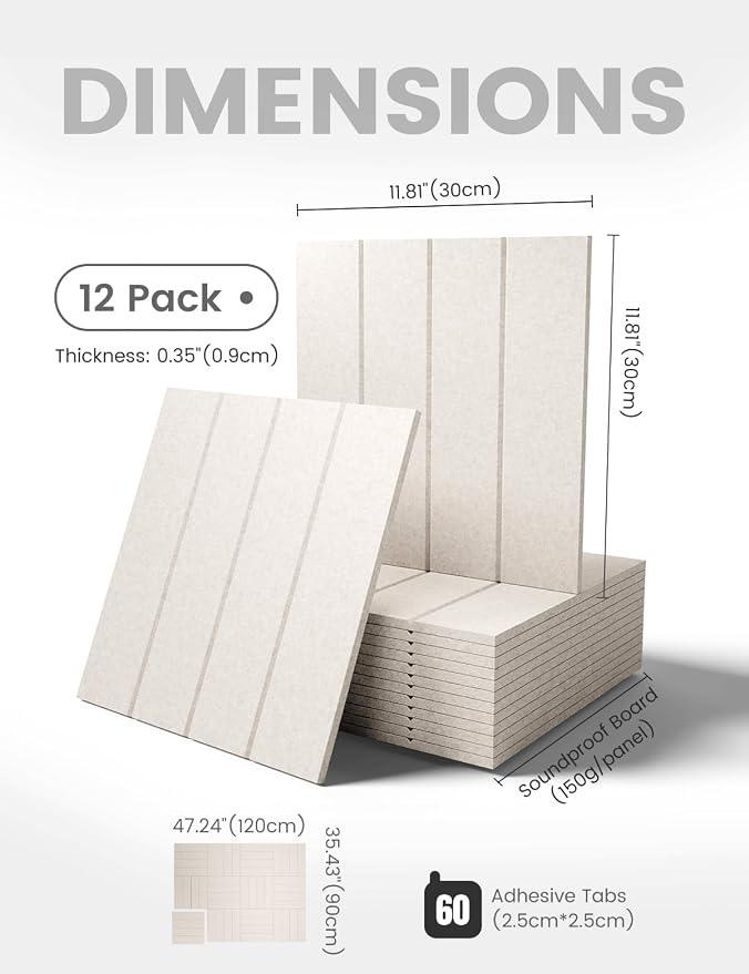 Fluxynara 48" x 36" Large Felt Bulletin Board, Oatmeal | 12 Pack Cork Board Alternative with 60 Safe Adhesive Tabs, Pin Boards for Wall Decor, Home, Office, Classroom,Dorm - Image 2