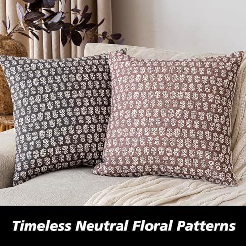 Foindtower Decorative Floral Print Throw Pillow Covers 18×18 Inch,Wine Red - Image 4