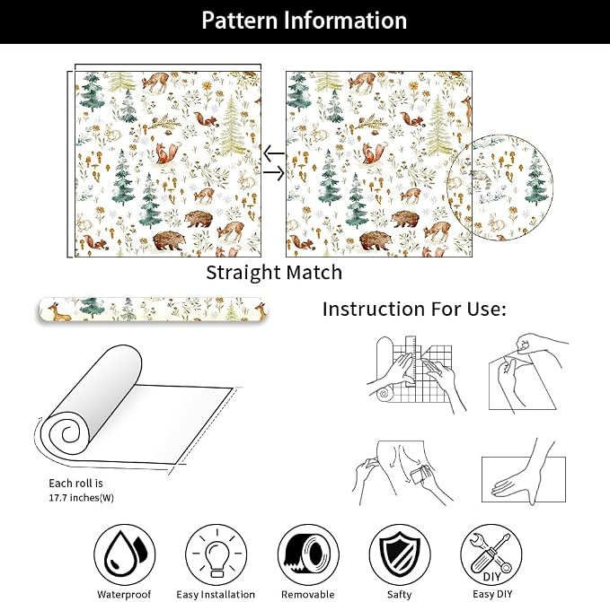Fairy Animals Forest Deer Cute Owl Rabbits Trees White Peel and Stick Wallpaper Wall Decor Self Adhesive Wall Paper Stick on Easy Peel Off Contact for Renter Apartment - Image 7