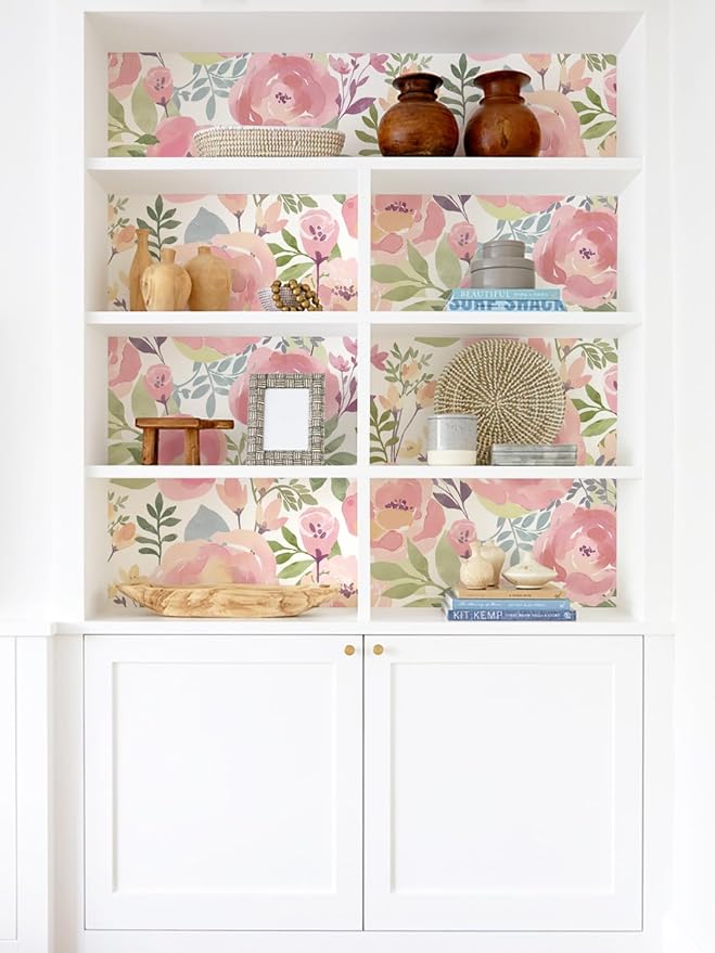 Orainege Floral Wallpaper Peel and Stick Wallpaper Peony Flowers | 16.9in x196.8in Floral Contact Paper Removable Self Adhesive Wall paper Decorative for Bedroom Living Room, Peachy - Image 5
