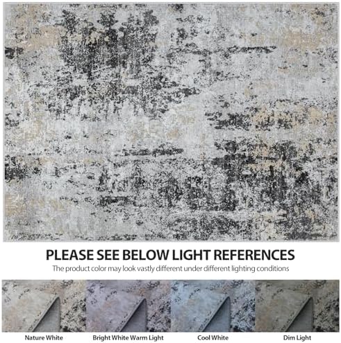 5x8 Area Rugs for Living Room Washable Bedroom Dining Room Black Grey Gold - Image 7