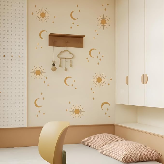 Boho Wall Stickers Girls Bedroom Removable Wall Decals Nursery Kids Room Decor Vinyl Murals DIY Cute Decorations 6 Sheets by QUCHENG