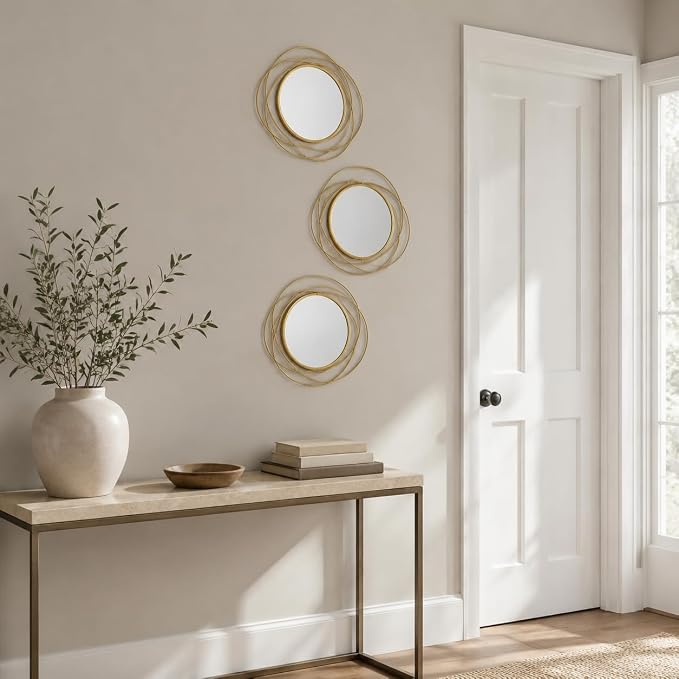 Gold Sunburst Mirror 12x12 Inch, Metal Sun Wall Decor, Small Round Decorative Wall Mirror for Living Room, Bedroom, Entryway, Bathroom - Image 5