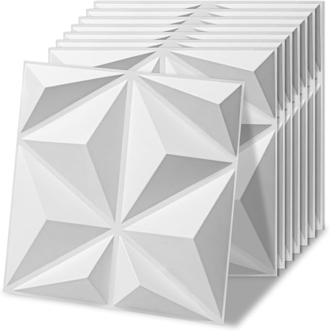Art3d 20 Pack Decorative 3D Wall Panels, 19 Sq.Feet PVC Interior Wall Décor, 11.8"x11.8", White by Art3d