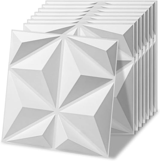 Art3d 20 Pack Decorative 3D Wall Panels, 19 Sq.Feet PVC Interior Wall Décor, 11.8"x11.8", White by Art3d