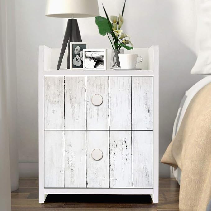 CiCiwind Peel and Stick Wallpaper Wood Contact Paper White Shiplap Wall Paper Peel and Stick Modern Rustic Wood Removable Waterproof Self Adhesive Wallpapers for Cabinets Bedroom Bathroom 78.7"x17.7" - Image 4