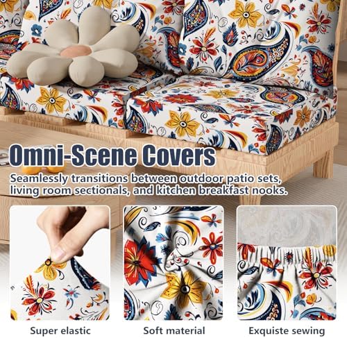 8Pcs Outdoor Cushion Covers, Stretch Patio Furniture Couch Chair Slipcovers - Image 4